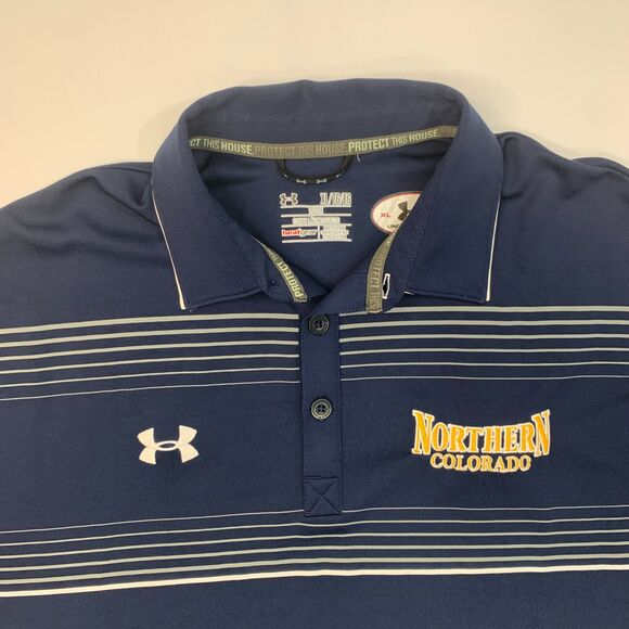 Under Armour Northern Colorado Bears Polo Shirt Men XL Extra Large Navy HeatGear - Picture 4 of 11